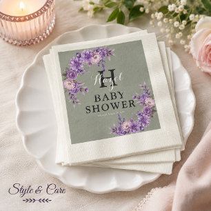 Elegant Pink Floral Coined Cocktail Paper Napkin