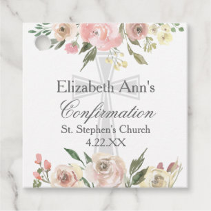 Elegant Pink Floral Confirmation Custom Party Favour Tags
