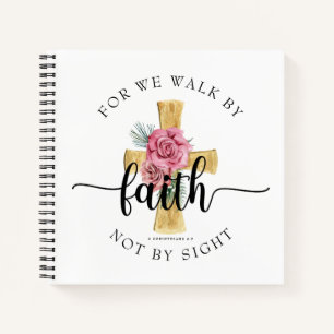 Elegant Pink Floral Cross  Notebook