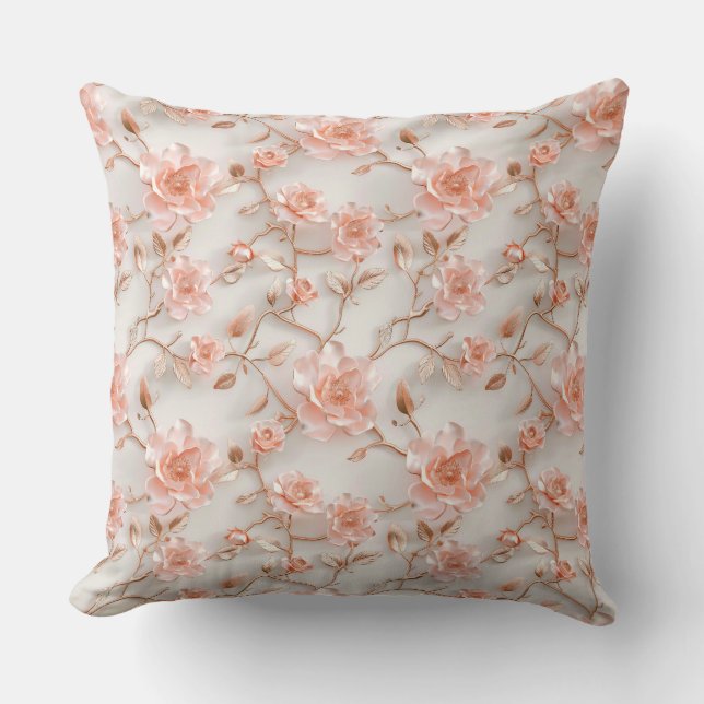Elegant Pink Floral Cushion (Front)