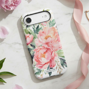 Elegant Pink Floral Custom Name