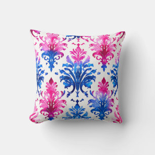 Elegant Pink Floral Damask Pattern Cushion