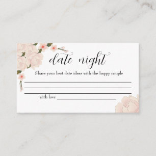 Elegant Pink Floral Date night ideas. Date jar Enclosure Card