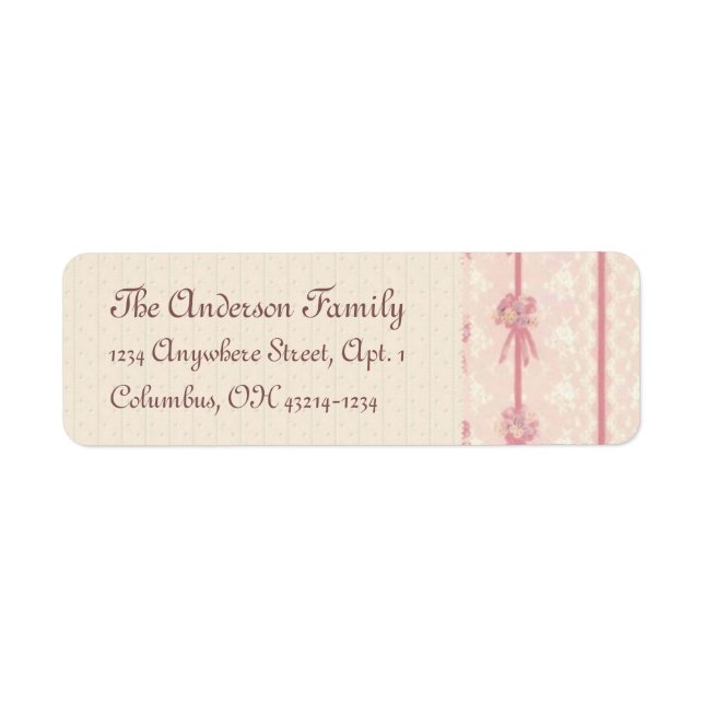 Elegant Pink Floral Design Address Label (Front)