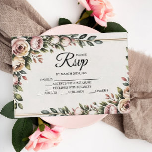 Elegant Pink Floral Designer RSVP Cards