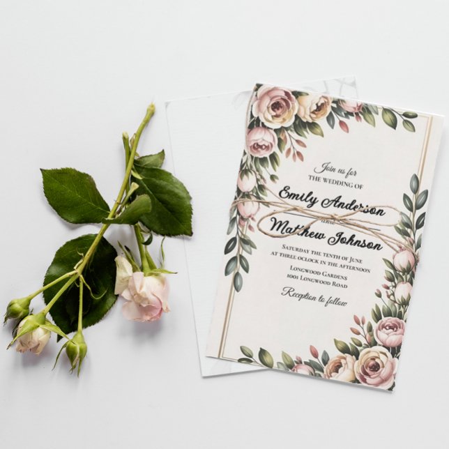 Elegant Pink Floral Designer Wedding Invitation (Creator Uploaded)