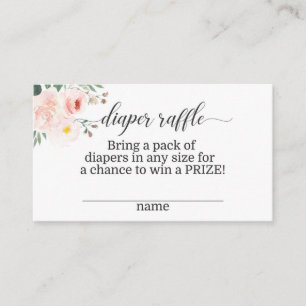 Elegant Pink Floral Diaper Raffle Card