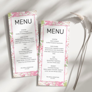 Elegant Pink Floral Flat Menu Card
