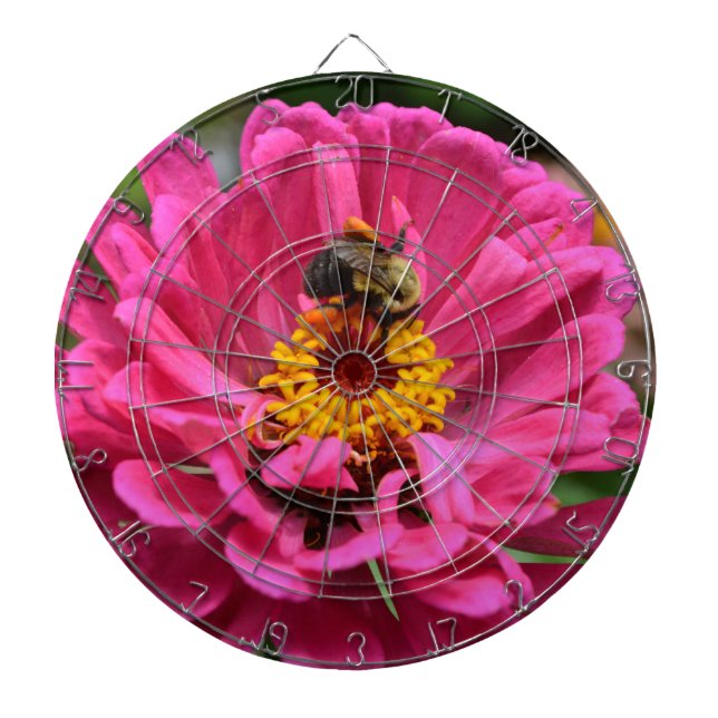 Elegant pink floral flower mum daisy honeybee dartboard (Front)