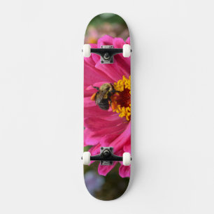 Elegant pink floral flower mum daisy honeybee skateboard