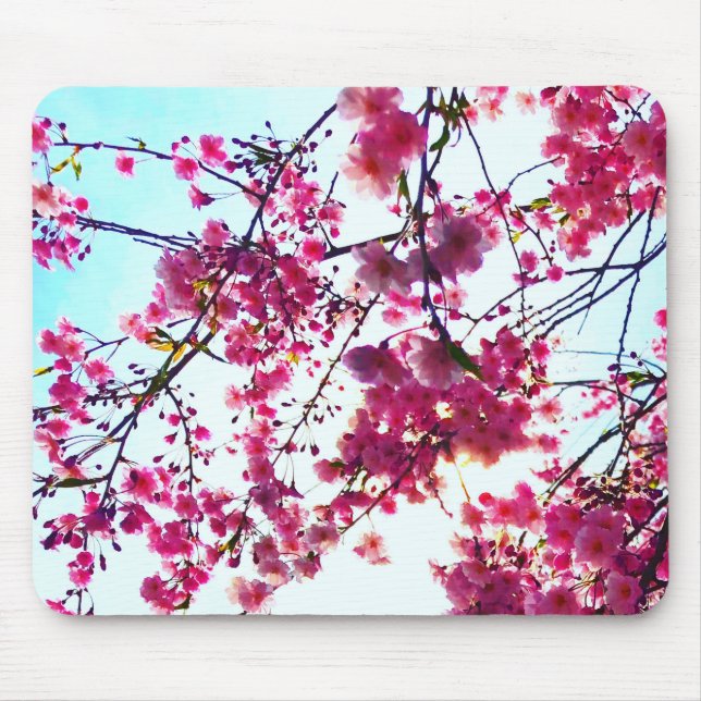 Elegant Pink floral flowers Cherry blossoms Mouse Pad (Front)