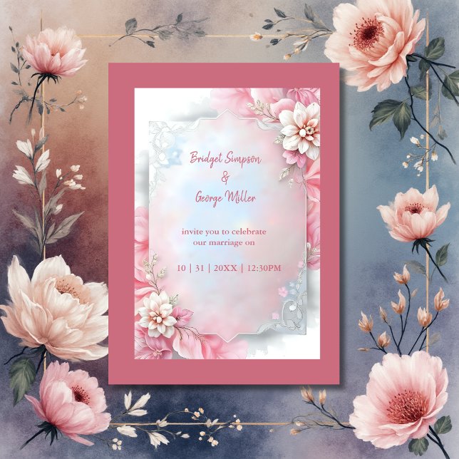 Elegant Pink Floral Frame Soft Pastel Glow wedding (Creator Uploaded)