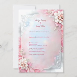Elegant Pink Floral Frame Soft Pastel Glow wedding Invitation