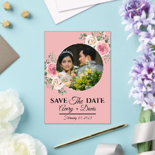 Elegant Pink Floral Fully Editable Save the Date Acrylic Invitations