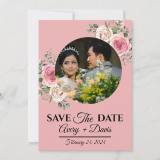 Elegant Pink Floral Fully Editable Save the Date Invitation