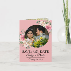 Elegant Pink Floral Fully Editable Save the Date Invitation