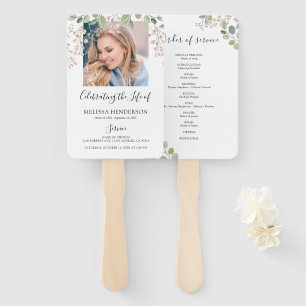 Elegant Pink Floral   Funeral Program Set of Fans