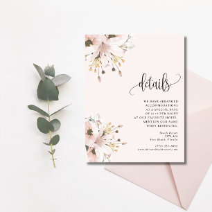 Elegant Pink Floral Garden Wedding Enclosure Card