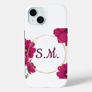 Elegant Pink Floral Gold Circle Phone Case