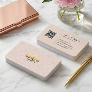Elegant Pink Floral Gold Feminine Luxury Branding Business Card