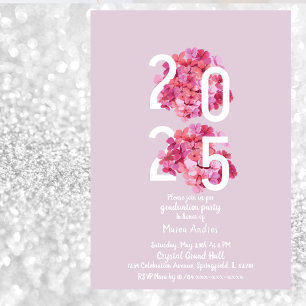 Elegant pink Floral Graduation Invitation