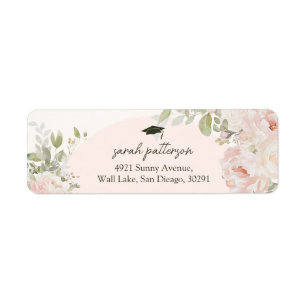 Elegant Pink Floral Graduation Retrun Address