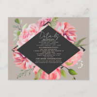 Elegant Pink Floral Grey Wedding Reception Details