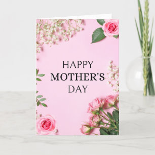 Elegant Pink Floral Happy Mother's Day  Holiday Card