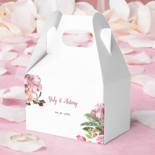 Elegant Pink Floral Hexagon Keepsake Container Favour Box