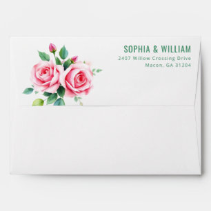 Elegant Pink Floral Illustration Envelope