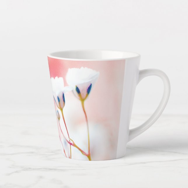 Elegant Pink Floral Latte Mug (Right)