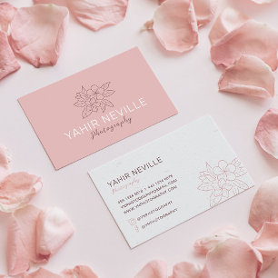 Elegant Pink Floral Logo Business Card