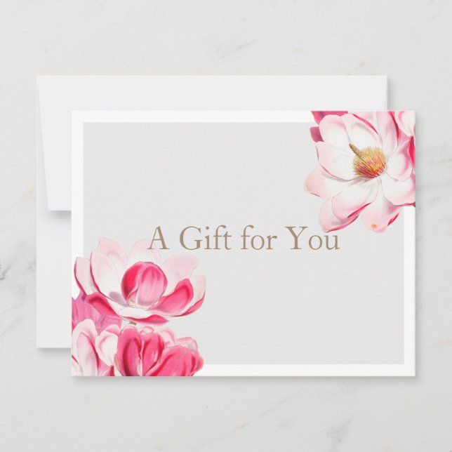 Elegant Pink Floral Magnolia Gift Certificate (Front)