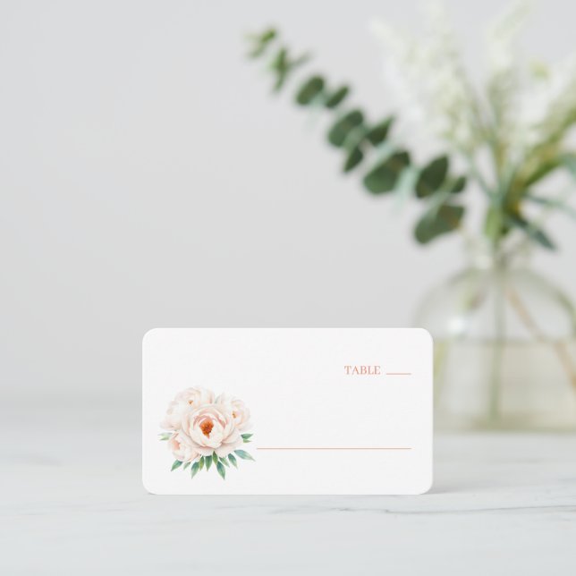 Elegant Pink Floral Minimalist Place Card (Standing Front)