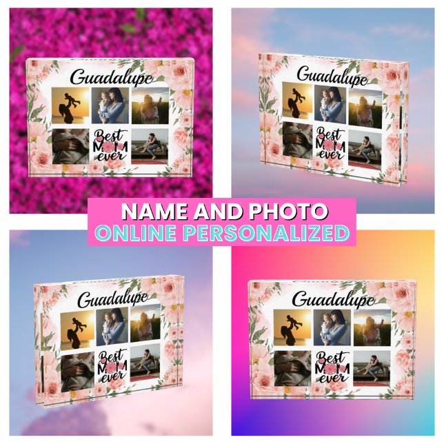 Elegant Pink Floral Modern Keepsake Photo Block (Elegant Pink Floral Modern Keepsake Photo Block
)