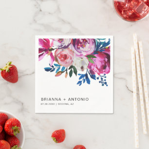 Elegant Pink Floral Modern Wedding Napkin