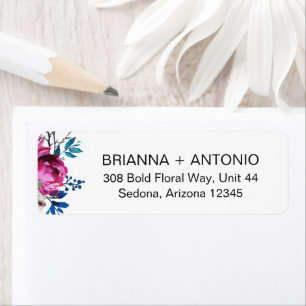 Elegant Pink Floral Modern Wedding Return Address