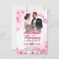 Elegant Pink Floral Modern Weding Photo
