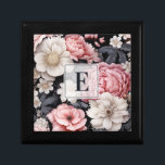 Elegant Pink Floral Monogram Gift Box<br><div class="desc">An elegant pink and grey floral gift box. Personalise it with your monogram initial. Makes a fun gift for a birthday,  Valentines Day or a bridal shower. Designed for you by Blackberry Boulevard.</div>