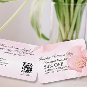 Elegant Pink Floral Mother's Day  Discount Card