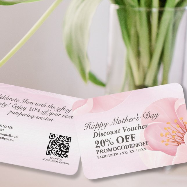 Elegant Pink Floral Mother's Day  Discount Card (Creator Uploaded)