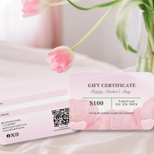 Elegant Pink Floral Mother's Day Gift Certificate