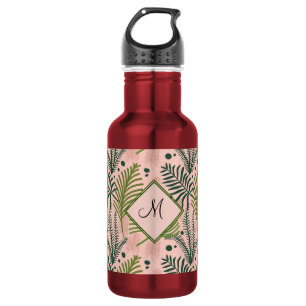 Elegant Pink Floral Nature Botanical Monogram 532 Ml Water Bottle