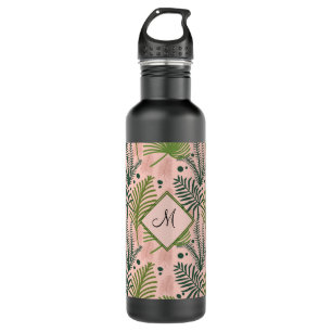  Elegant Pink Floral Nature Botanical Monogram  710 Ml Water Bottle
