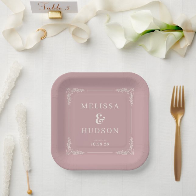 Elegant Pink Floral Paper Plate (Wedding)