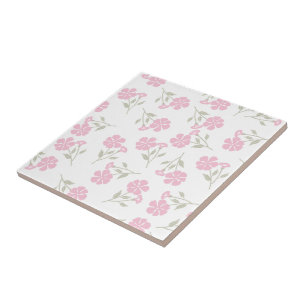 Elegant Pink Floral Pattern Ceramic Tile for Home 