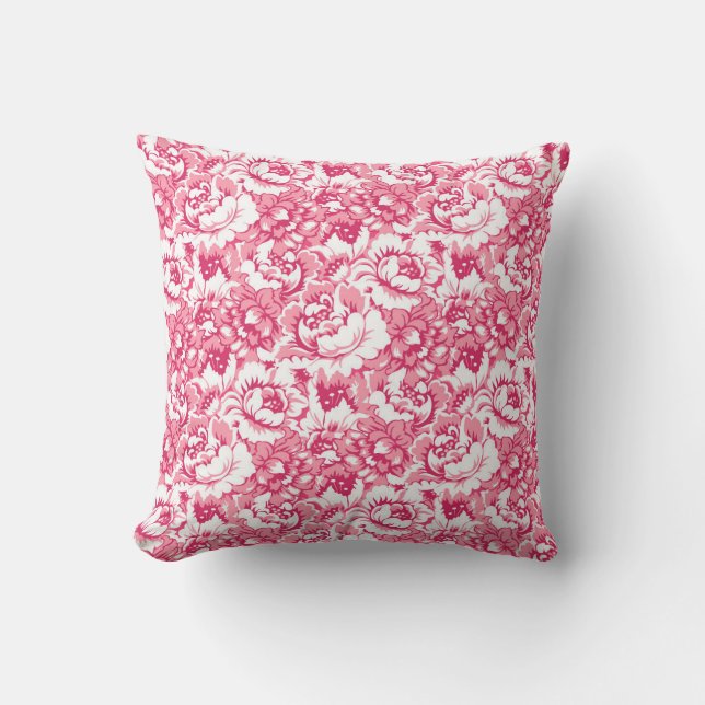 Elegant Pink Floral Pattern Girly Chic Cushion (Front)