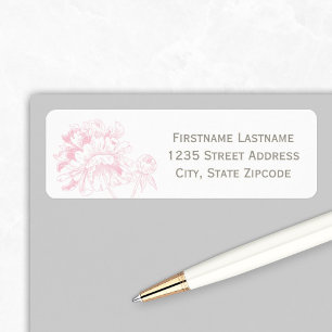 Elegant Pink Floral Peony Wedding Return Address
