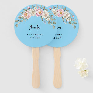 Elegant Pink Floral Personalised Hand Fan Favour