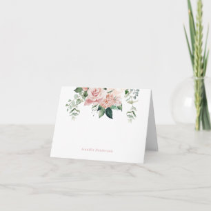 Elegant Pink Floral Personalised Note Card